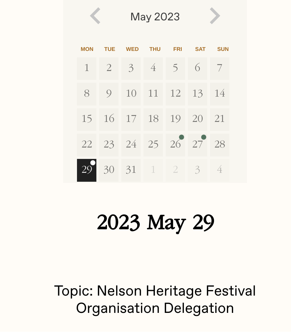 Events Calendar Nelson Historical Society