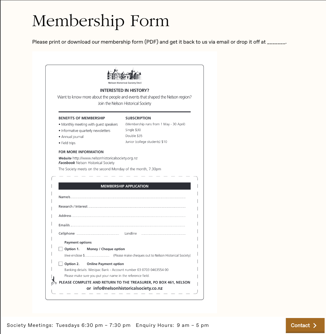 Becoming a member Nelson Historical Society